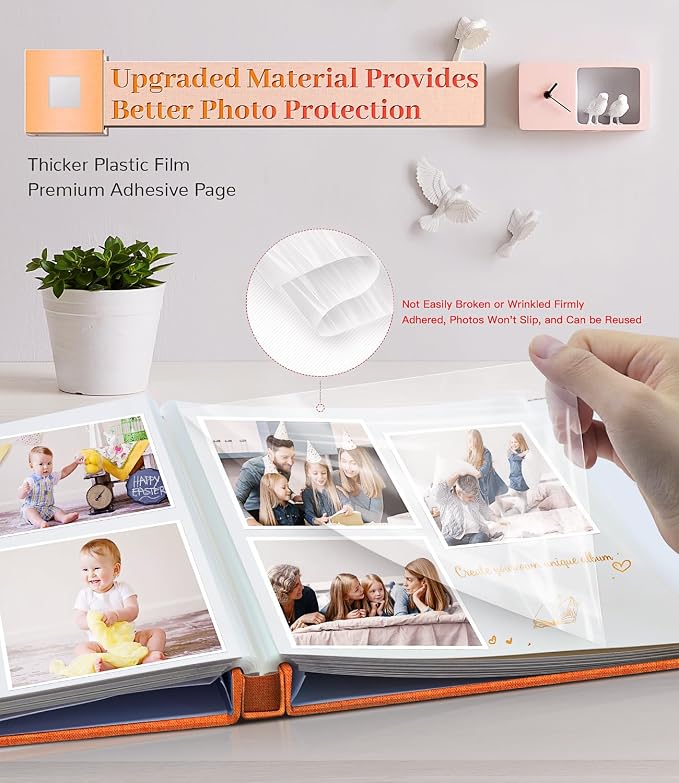 Artfeel Photo Album Self Adhesive Scrapbook Album for 3x5 4x6 5x7 8x10 Pictures,40 Pages Linen Cover with Display Window DIY Photo Book,Ideal Gifts for Family Travel Wedding Baby - Image 3