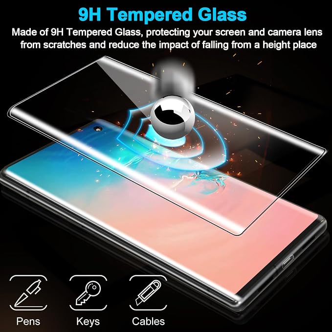 3 Pack Galaxy S10 Screen Protector, HD Clear Tempered Glass, Fingerprint Unlock, 3D Curved, Scratch Resistant, No Bubble for Samsung Galaxy S10 5G Glass Screen Protector - Image 4