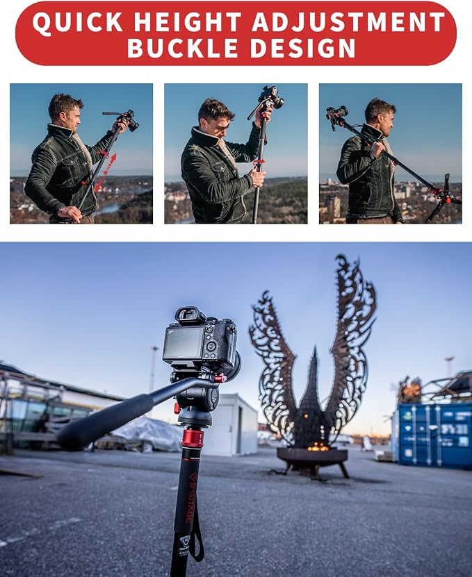 IFOOTAGE 71”Carbon Fiber Monopod with Feet Cobra 3 Monopod C180F-P | with Pedal Base Tripod CB3 Base-P Low Profile,for Sony,Nikon,DSLR,Max.Payload 17.64lb/8KG - Image 6