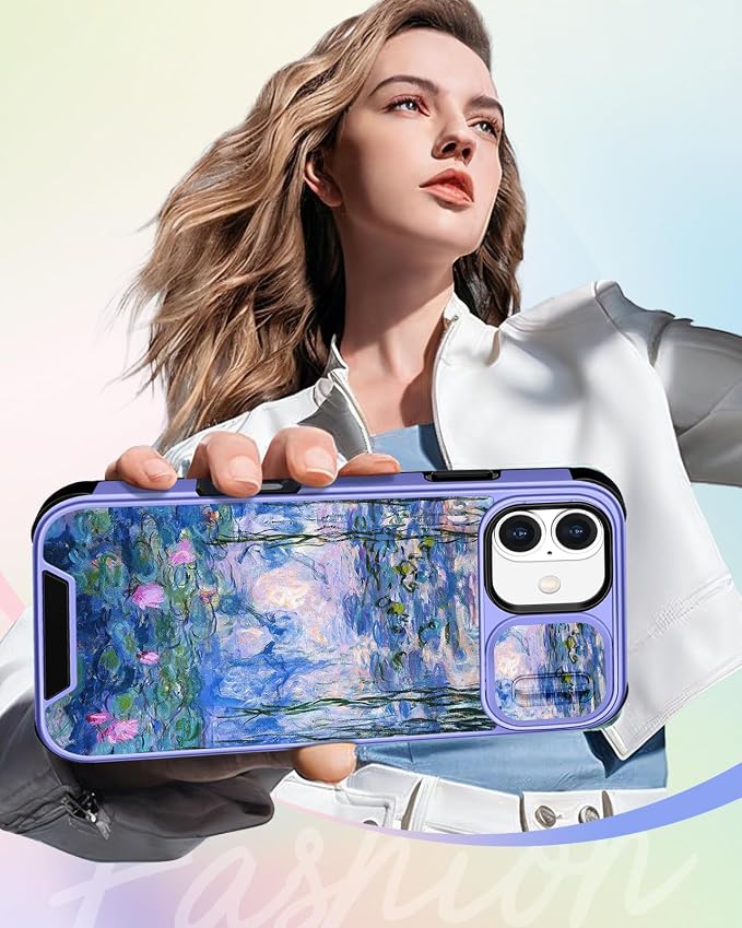 Buleens for iPhone 16 Plus Case 6.7 Inch - with Ring Stand & Camera Cover Aesthetic Cute Designed Women Girl Girly Pretty Kawaii Blue Water Lily Phone Case for iPhone 16 Plus Compatible with Magsafe - Image 6