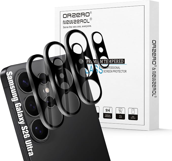 Orzero (3 Pack) Camera Lens Protector Compatible for Samsung Galaxy S26 Ultra, Protector de Cámera Tempered Glass 9H Precise Camera Cutouts Anti-Scratch Does Not Affect Night Shots and Flash by JumpIntoOrzeroLet%E2%80%99sExploreLikeNeverBefore