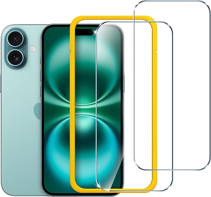 ivoler Screen Protector for iPhone 16 Plus 6.7" Tempered Glass 2-Pack | with [Easy Installation Frame], Anti-Scratch Case Friendly Clear HD Film for iPhone 16 Plus 6.7 inch by iVoler