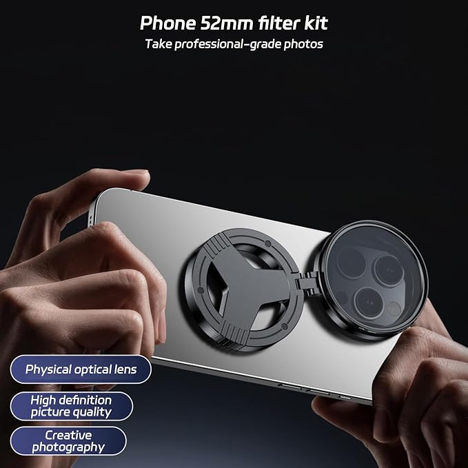 Magnetic CPL Phone Camera Filter Kit, Quick Mount Polarizing Filter, Anti Glare & Color Enhancing Lens Filter for iPhone Mobile Photography, Portable Outdoor Shooting Filter - Image 3