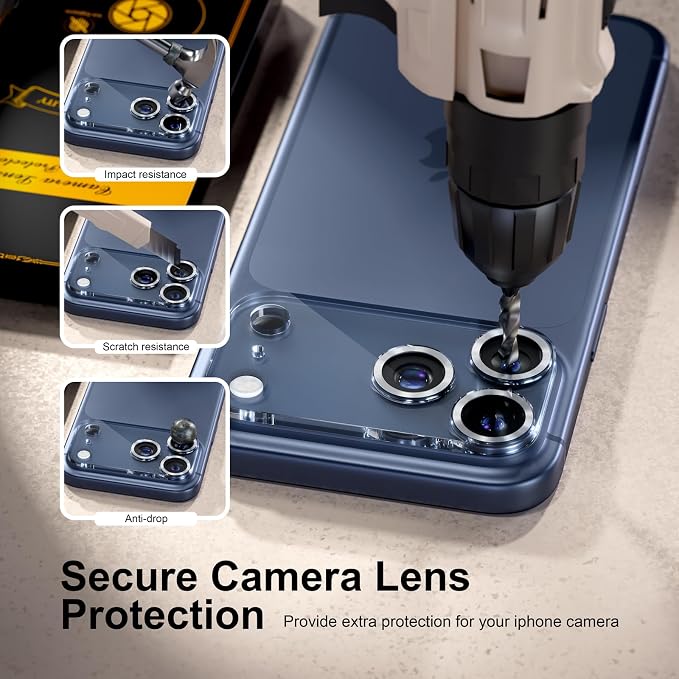 for 6 Pack iPhone 17 Pro Max Camera Lens Protectors, CD Silver | [Drop Protection] [Case Friendly] [Easy Installation] 9H Tempered Glass Camera Screen Protector Cover Accessories 6.9-inch - Image 4