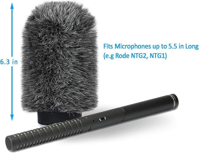 YOUSHARES Deadcat Windscreen for Rode NTG1, NTG2, Audio-Technica AT897 Shotgun Microphones, Wind Muff Up to 5.5" Long - Image 4