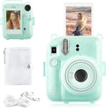 Rieibi Clear Case Compatible with Fuji Instax Mini 12 - Glitter Case Bag for Fujifilm Instax Mini 12 Instant Camera with Back Pocket, Strap and Photo Album - Glitter Green by Rieibi