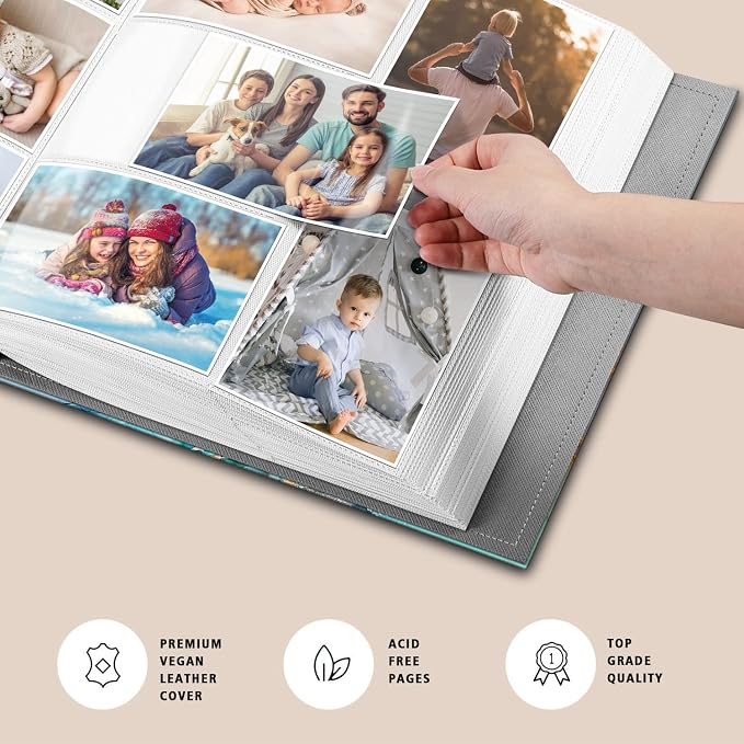 Fintie Photo Album 4x6 Photos - 300 Pockets Large Capacity Albums Book | Vegan Leather Cover, 4X6 Picture Keepsakes, Family/Wedding/Travel Memory Book, Baby/Kids/Boys/Girls Gift, Emerald Marble - Image 2