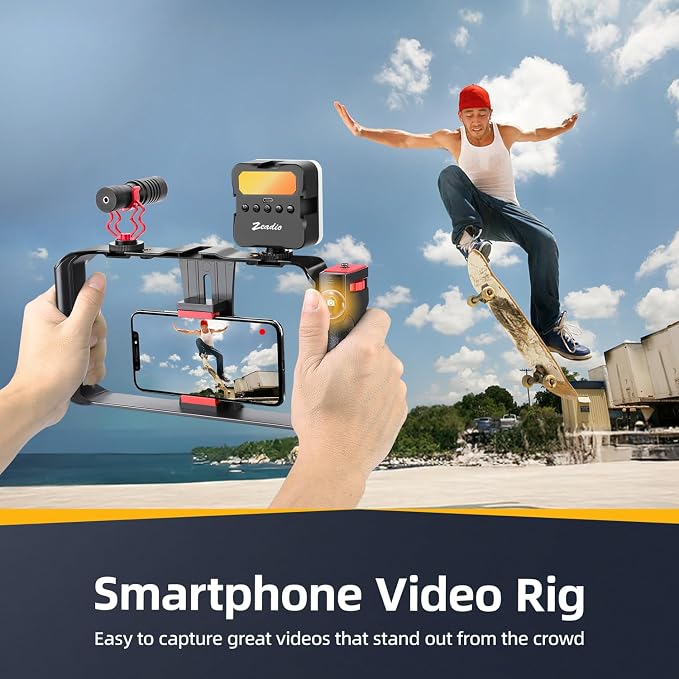 Zeadio All-in-One Smartphone Video Rig Kit, Variable Phone Cage Rig with RGB Video Light, Shotgun Microphone, Universal Video Stabilizer for iPhone/Android Filmmaking Vlogging YouTube TikTok etc - Image 4