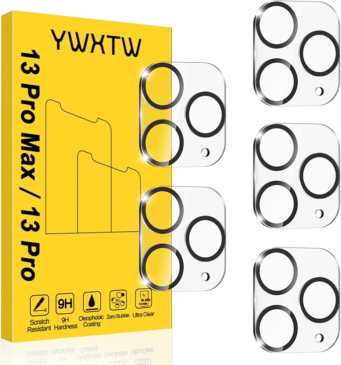 YWXTW [5 Pack Camera Lens Protector Compatible with iPhone 13 Pro Max 6.7" / 13 Pro 6.1" Tempered Glass, [Night Shooting Mode] Case Friendly, High Definition by YWXTW