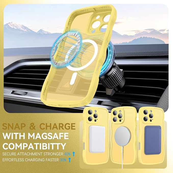 BENTOBEN Magnetic for iPhone 16 Pro Case, Cute Wavy [Full Camera Protection][Compatible with MagSafe] Matte Anti-Slip Bumper Women Girls Boys Protective Cover for 16 Pro 6.3" 2024, Butter Yellow - Image 4