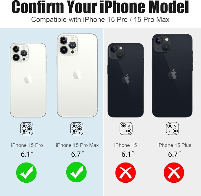 AGVEE 3+3 6 Pack for iPhone 15 Pro & Max Camera Lens Protector Cover | Individual Bling Diamond & Bling Glitter Sparkle Cute Gem Metal Ring, 9H Tempered HD Glass - Image 2