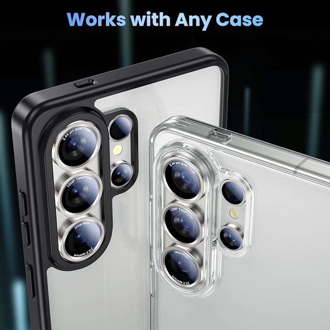 Uyiton for Samsung Galaxy S26 Ultra Camera Lens Protector, Unique Design | Case-Friendly, Ultra-Thin, Military-Grade Sapphire Glass with Aluminum Metal Rear Camera Screen Cover, Silver Shadow - Image 5