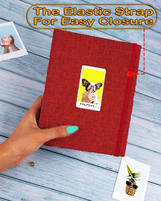 GPIRAL 2x3 Photo Album 208 Vertical Photos - Linen Cover, Compatible with K-pop Photocards, Fujifilm Instax Mini Film 7s 8 9 11, Polaroid Snap/PIC 300, HP Sprocket,Zip Printer, Red - Image 2