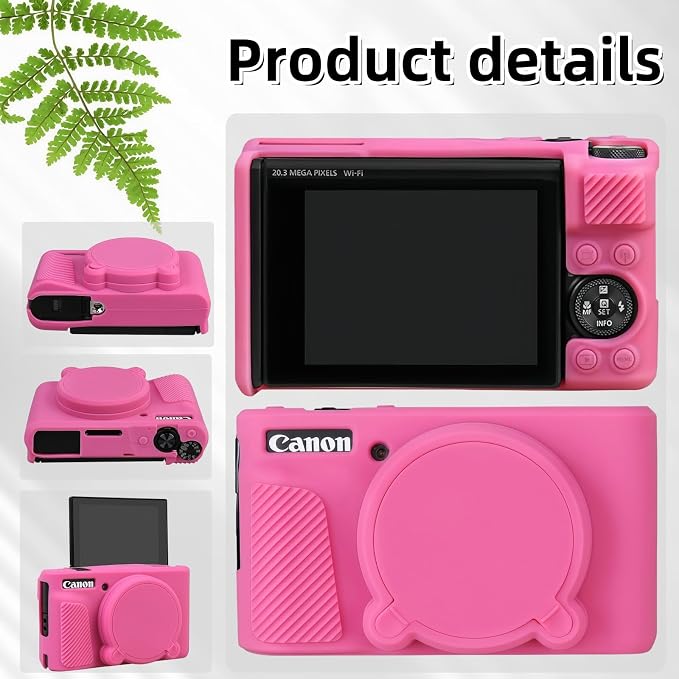 Camera Case for Canon PowerShot SX740/ SX730 Digital Camera, SX740 HS Case | Soft Silicone Protective Case Removable Lens Cover, Comes with 2 Screen Protectors and 1 Wrist Strap. (Peach Red) - Image 5