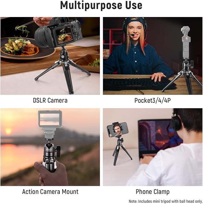 NEEWER Mini Metal Table Tripod with 360° Ball Head, TP29 | Support Vertical Recording and Handle, Portable Travel Tripod. 1/4" Screw for Camera Mobile Phone Action Cam, Max. Load 3 kg - Image 2