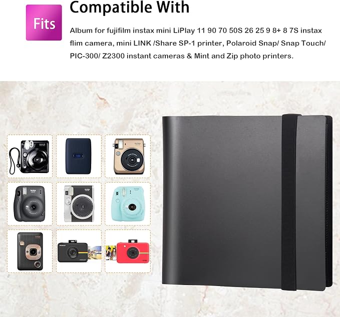 672 Pockets Photo Album For Instax Mini & Polaroid 2x3 Photos, Black | Large Capacity, Sturdy Pages, Elastic Band Closure, Keep Instant Photos Organized For Travel, Family Memories, Daily Storage. - Image 2