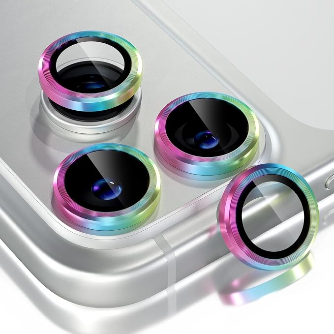 Choiche for iPhone 17 Pro/iPhone 17 Pro Max Camera Lens Protector | Ultra HD, 9H Tempered Glass Camera Cover Screen Protector Metal Ring Decoration Accessories (Colorful) by Choiche