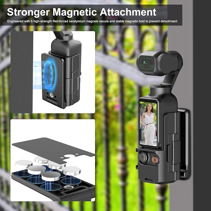 Magnetic Mount Stand for DJI Osmo Pocket 4/4P/3 & Xtra Muse | 180° Adjustable Magnetic Foldable Camera Holder, Portable Desktop Tripod Stand, Handheld Grip Handle, Vlogging Accessories - Image 2