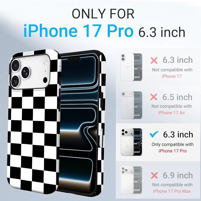 TPU Phone Case for iPhone, MagSafe Wireless Charging Compatible, Shockproof Slim Fit Protective Cover with Anti-Yellowing & Raised Camera Protection (Grid 11, iPhone 17 Pro(6.3")) - Image 2