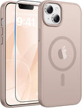 FNTCASE for iPhone 15/14 Plus Case, Fit for Magsafe, Screen Protector | Translucent Matte Magnetic Back, 14FT Military Grade Drop Protection, Shockproof Protective Phone Cover, Desert Gold by FNTCASE