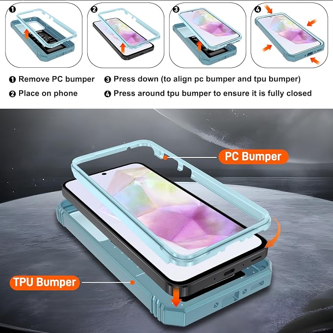 Gritup for Galaxy A35 5G Case Military-Grade Shockproof with Kickstand | with 2 PCS Screen Protector, Slide Camera Cover, Heavy Duty Outdoor Protection Funda para A 35 Phone Cover, Green - Image 3