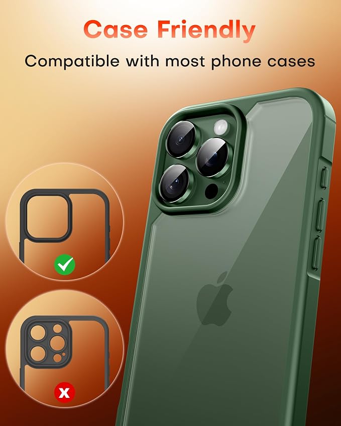 TOCOL Camera Lens Protector for iPhone 13 Pro Max/iPhone 13 Pro Tempered Glass HD Individual Scratch Resistant Camera Cover Accessories Case Friendly 2 Pack（Alpine Green） - Image 7