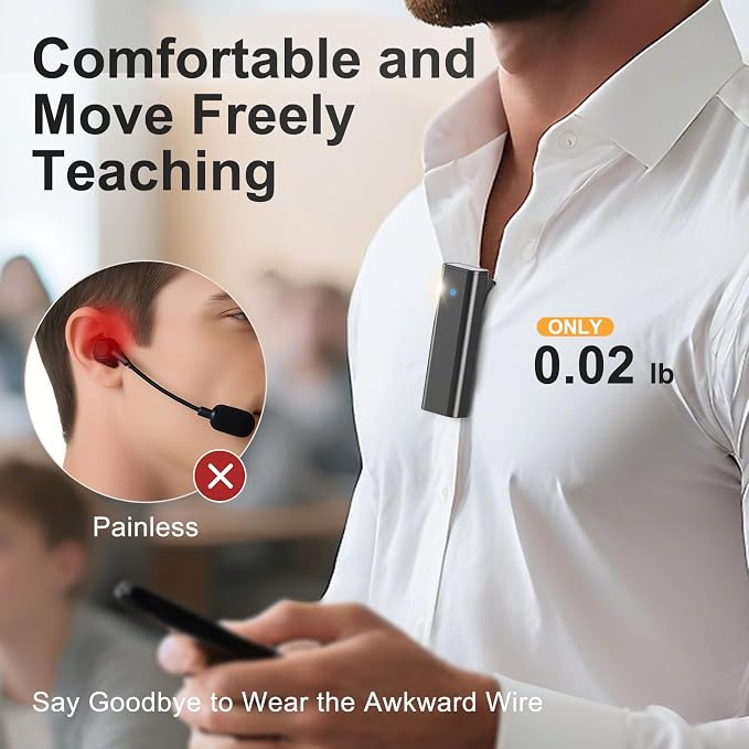 PRUNUS A10 Voice Amplifier Wireless with Lavalier Microphone | Charging &Storage,Portable Voice Amplifier with Laple Mic Speaker,Mini Voice Amplifier for Classroom,Speech,Training Outdoor - Image 2