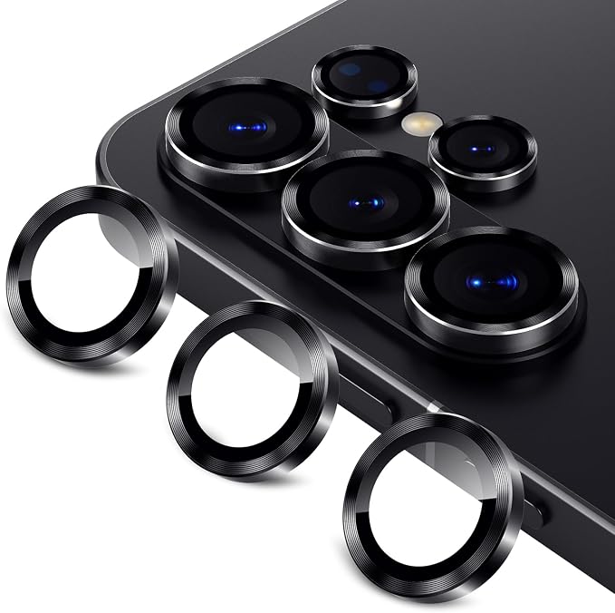Korecase Galaxy S25 Ultra Camera Lens Protector, Black | 9H Tempered Glass, Anti Scratch, Shockproof, Metal Ring Lens Cover for Samsung S25Ultra by Korecase