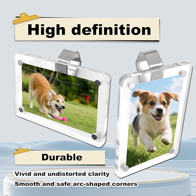 2Pcs Car Sun Visor Photo Holder, Magnetic 2.36"x3.54" Car Visor Photo Clip, Personalized Picture Frame for Cars, Horizontal & Vertical Photo Display Clip for Adding Family or Personal Photos - Image 5