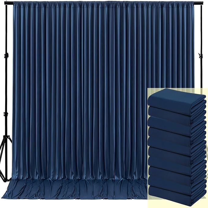 50ftx10ft Wrinkle Free Navy Blue Backdrop Curtains for Parties, 10 Panels 5x10ft Silky Polyester Blue Photo Backdrop Drapes for Weddings Birthday Party Graduation Photography Background Curtains by ENJOYYOURPARTY