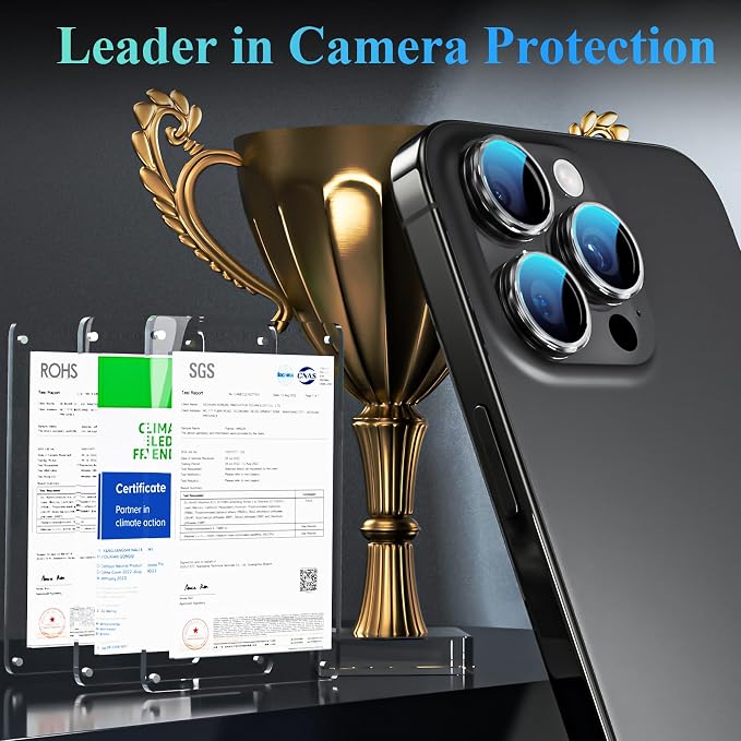 YWXTW Camera Lens Protector for iPhone 16 Pro/iPhone 16 Pro Max, [1 Step Installation Tray] Tempered Glass Screen Protector Metal Individual Camera Cover Accessories Case Friendly (Clear) - Image 2