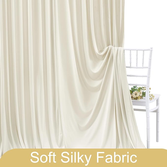 Beige Backdrop Curtain for Wedding Parties Wrinkle Free Beige Photo Curtains Backdrop Drapes Fabric Decoration for Baby Shower Photoshoot 5ft x 8ft,2 Panels - Image 5