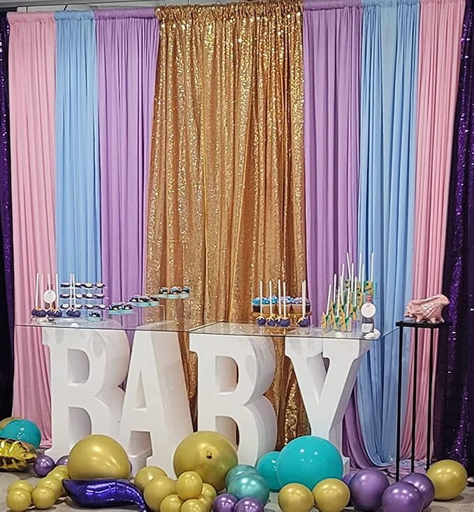 Poise3EHome Gold Sequin Backdrop,8FT x 8FT Sequin Photography Backdrop Curtain for Party Decoration - Image 8