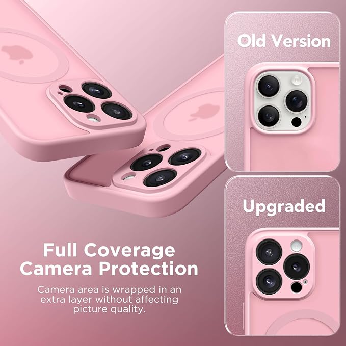 CAPRARO for iPhone 13 Pro Max Case, Compatible with MagSafe | Upgraded [Full Camera Protection] Shockproof Protective Slim Translucent Matte Magnetic Phone Case 6.7'', Peach Pink - Image 6