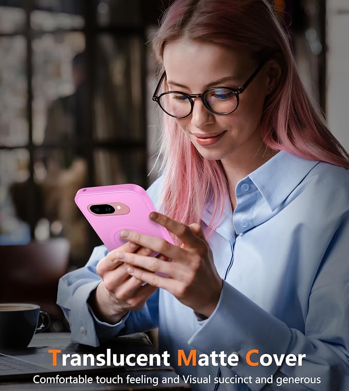 FNTCASE for Google Pixel 9a Case, Fit for Magsafe, Translucent Matte Back | Magnetic Phone Cases, 14FT Military Grade Drop Protection, Protective Cover, Shockproof Bumper, Pink - Image 7