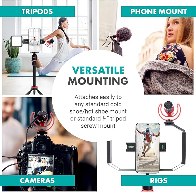Movo SMVXR10RY Upgraded Rycote Lyre Shockmount for Shotgun Video Microphones 19mm to 22mm in Diameter. Shock Mount with Camera Shoe Mount VXR10, VXR10-PRO, and Similar On Camera Mics - Image 5