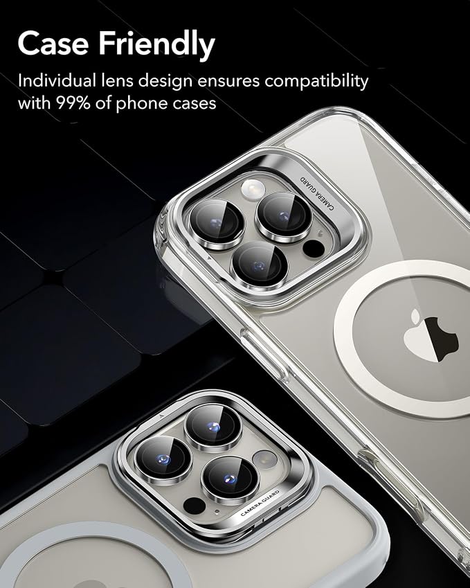 ESR for iPhone 17 Pro Max/17 Pro Camera Lens Protector, 1 Pack, Titanium | Individual Camera Cover, 9H Tempered Glass, Original Camera Clarity, for iPhone 17/16/15/14 Pro Max/Pro - Image 8