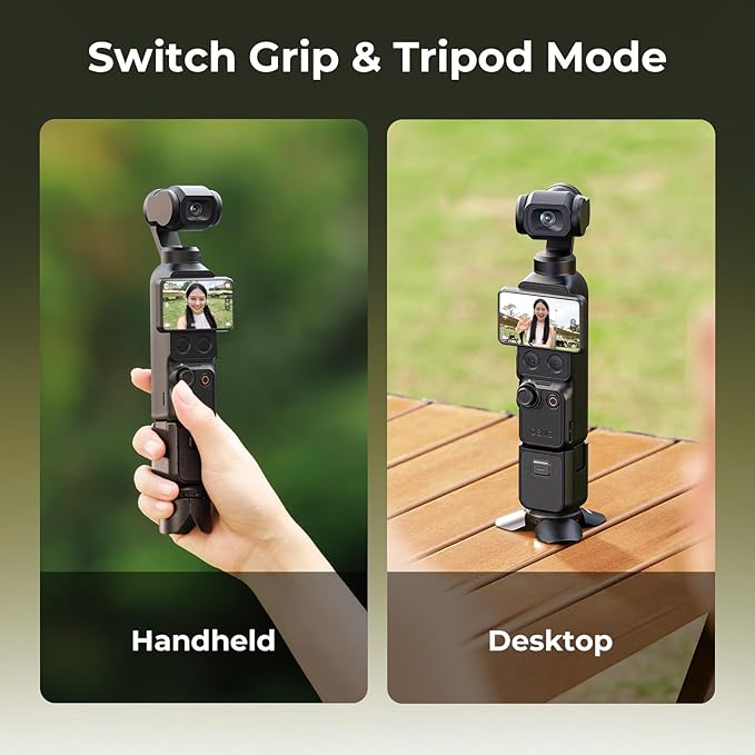 SMALLRIG Auto-Deploy Mini Tripod for DJI Pocket 4P/4/3, for Insta360 Luna | Aluminum Magnetic Stand with 1/4"-20 Screw for Xtra Muse & 360 Cameras, Compact Travel Vlog Action Camera Accessories - 6083 - Image 3