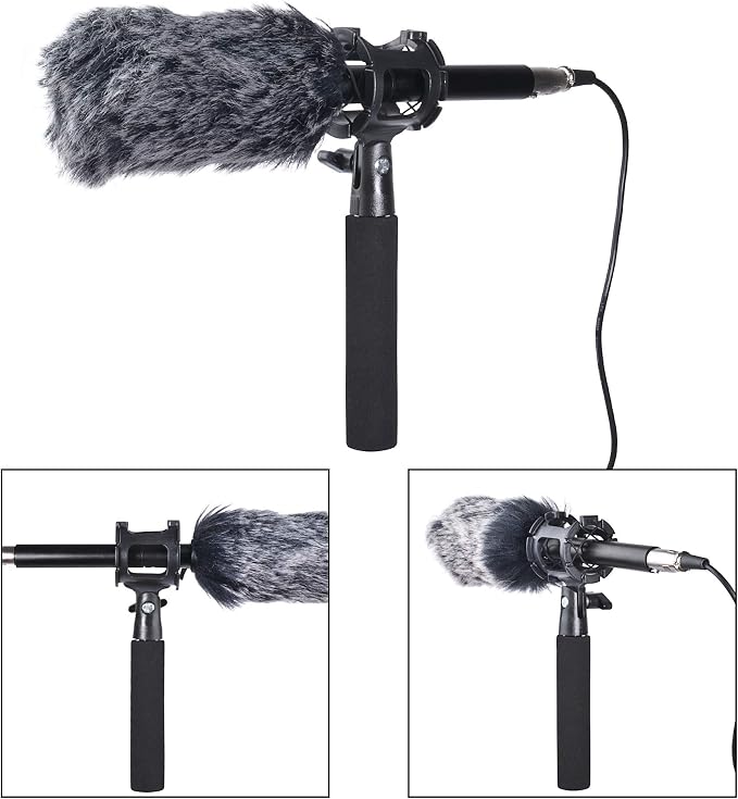 Bestshoot Microphone Shock Mount Universal Holder Clip + Hot Shoe Adapter for Condenser Shot gun Mic D230, ME66, NTG-2,NTG-1, AT-875R Neewer NW-81(1Pack) - Image 4