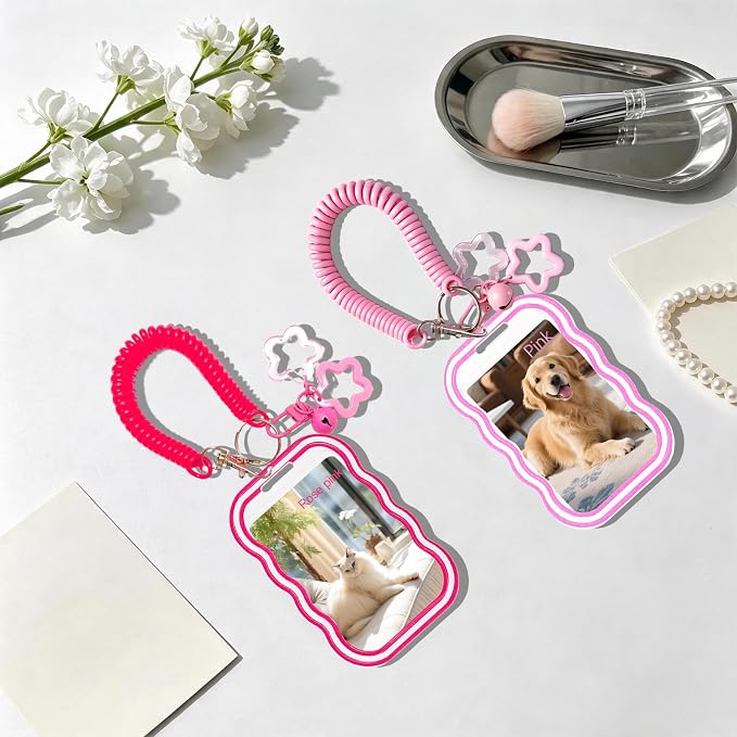 2 Pack Cute Photocard Holder Keychain,Kpop Photo Card Holder | Creative Photo Protector Keychain Accessories for Bus Card, Daily Display & Travel Decorations Gifts - Image 5