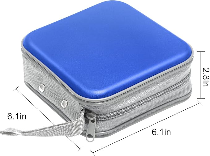 Siveit CD/DVD Cases 40 Capacity Disc Storage Binder for Car(Blue) | Holders Wallet Hard Plastic CD/DVD Case for Car Home Office Travel - Image 6