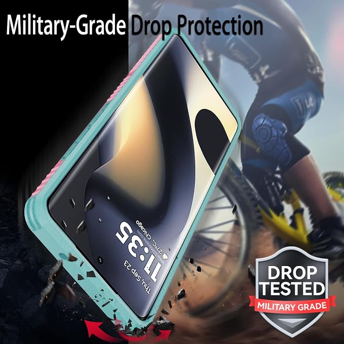 for Moto Edge 2024 Case,with Sliding Camera Lens Cover,HD Screen Protector,360° Rotating Ring Kickstand, Military-Grade Shockproof Protective Cover for Motorola Moto Edge 2024,Pink+Turquoise - Image 6