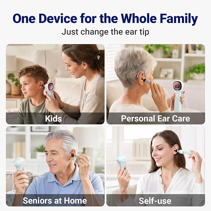 Otoscope with Light, No App Needed, HD Screen, Ear Scope Camera for Family | Ear Camera with Earwax Removal Kit for Home Cleaning Checking, Photo & Video, 3.9mm Lens, 8GB Card, LED Light, Type-C Port - Image 4