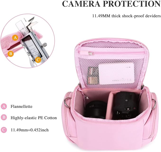 G-raphy Camera Bag Case Pink Small Photography Bags DSLR SLR MIRRORLESS BAG with Removal Straps - Image 6