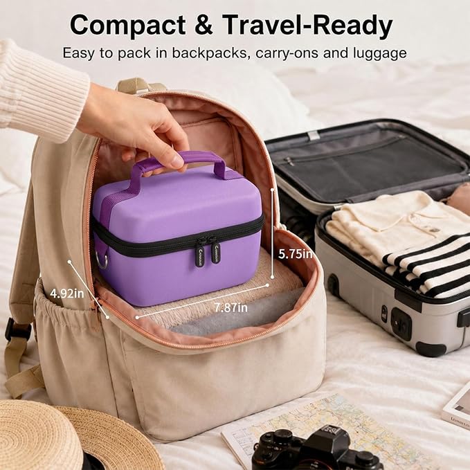 Comecase Large Travel 4K Vlogging Camera Case for Duluvulu/for AUREAPIX | Outdoor Camera Storage with 2 Dividers and Mesh Pocket, for Vloggers and Content Creators, Trip Ready, Purple - Case Only - Image 9