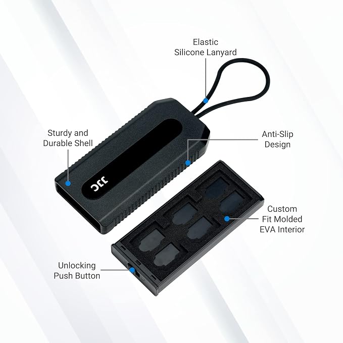Portable Memory Card Case Holder for 6 SD SDHC SDXC Cards and 12 Micro SD TF Cards, Anti-Shock SD Card Case with Easy Push-Pull Design - Image 4