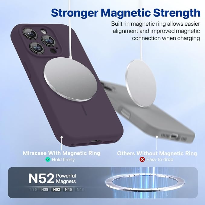 Miracase Magnetic for iPhone 15 Pro Case, Silicone, Soft Microfiber Lining - Image 5