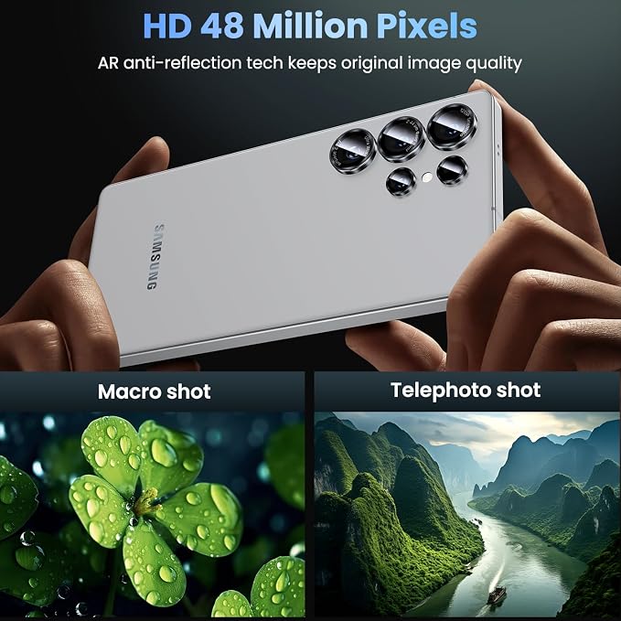 Uyiton for Samsung Galaxy S25 Ultra Camera Lens Protector, Unique Design | Case-Friendly, Military-Grade Sapphire Glass with Aluminum Metal Rear Camera Screen Cover, Black+Silver (6.9 inch) - Image 2