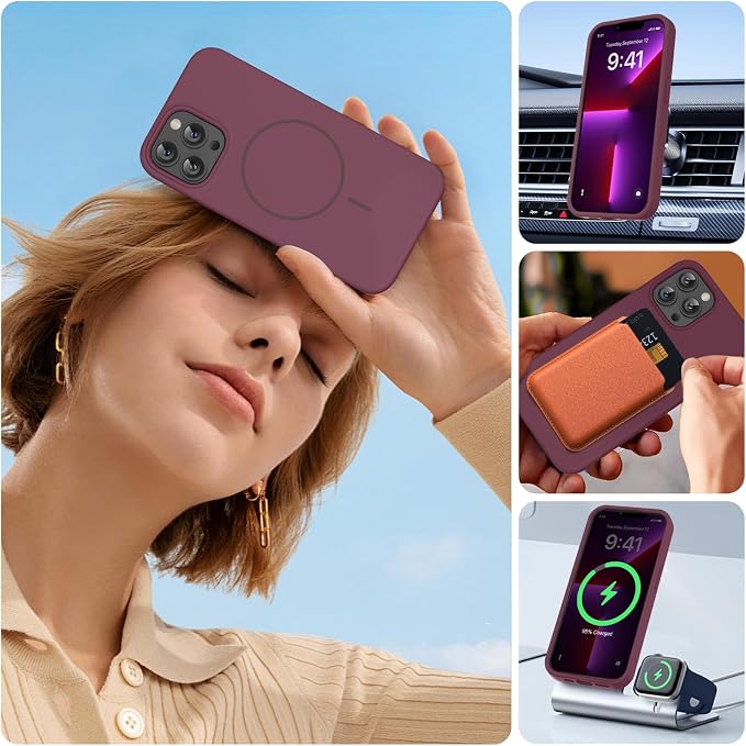 miracase Magnetic for iPhone 13 Pro Max Case, [Soft Anti-Scratch Microfiber Lining], Compatible with MagSafe, Liquid Silicone Shockproof Drop Protection Phone Case for 13 Pro Max, Wine Red - Image 6