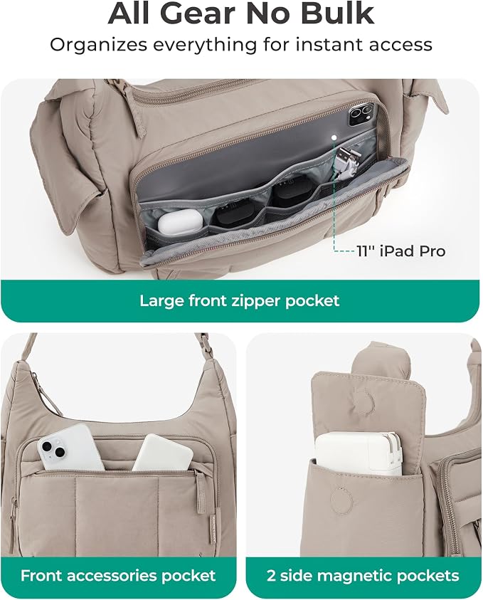 BAGSMART 2 in 1 Puffy Camera Bag for Photographer Everyday Shoulder Bag | Camera Sling Bag with Pockets Crossbody Bag Digital Camera Case for DSLR/Mirrorless Coffee Brown - Image 5